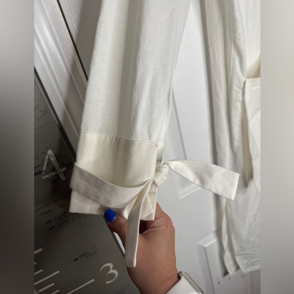 ZARA NWT Cream 100% Cotton Button Up Midi Dress Size Small Side Slits - Picture 11 of 13